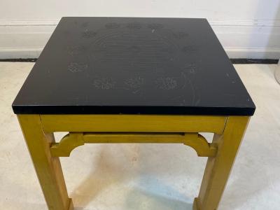 James Mont CHINOISERIE SLATE AND WOOD TABLES IN THE MANNER OF JAMES MONT