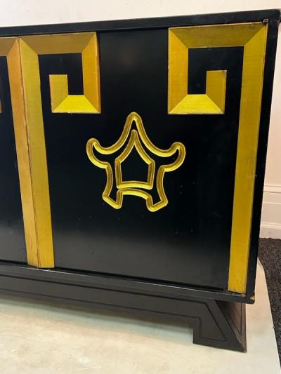 James Mont DRAMATIC MODERNIST CHINOISERIE MID CENTURY CABINET ATTRIBUTED TO JAMES MONT