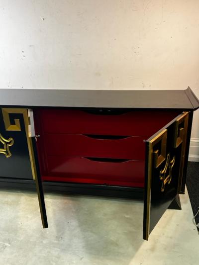 James Mont DRAMATIC MODERNIST CHINOISERIE MID CENTURY CABINET ATTRIBUTED TO JAMES MONT