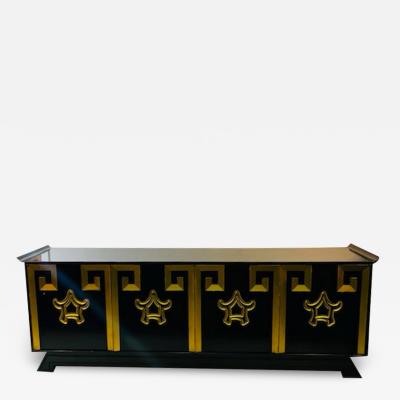James Mont DRAMATIC MODERNIST CHINOISERIE MID CENTURY CABINET ATTRIBUTED TO JAMES MONT