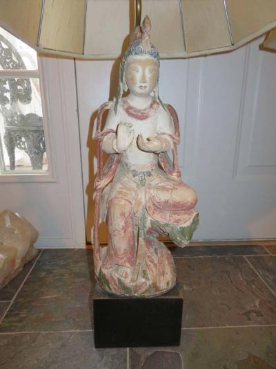 James Mont Dramatic Pair of James Mont Hollywood Regency Chinese Figural Lamps Mid Century