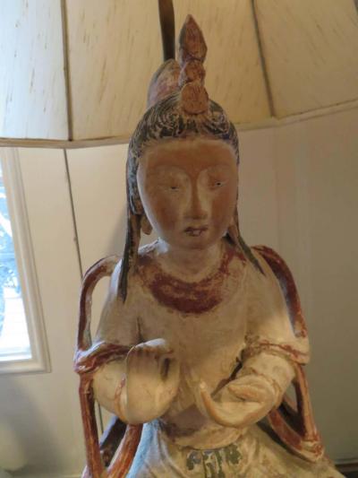 James Mont Dramatic Pair of James Mont Hollywood Regency Chinese Figural Lamps Mid Century