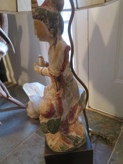 James Mont Dramatic Pair of James Mont Hollywood Regency Chinese Figural Lamps Mid Century