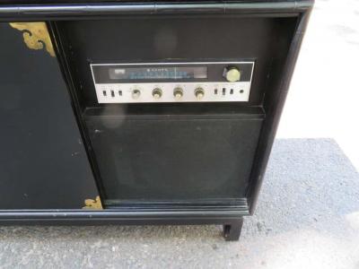 James Mont Fantastic Black Lacquered Chinoiserie Stereo Cabinet Credenza Mid Century Modern