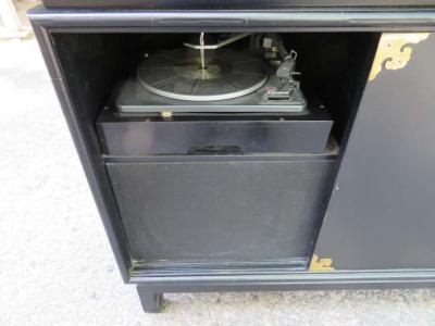 James Mont Fantastic Black Lacquered Chinoiserie Stereo Cabinet Credenza Mid Century Modern