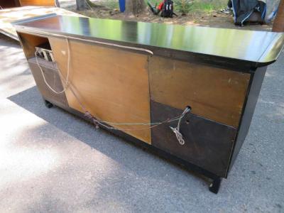 James Mont Fantastic Black Lacquered Chinoiserie Stereo Cabinet Credenza Mid Century Modern