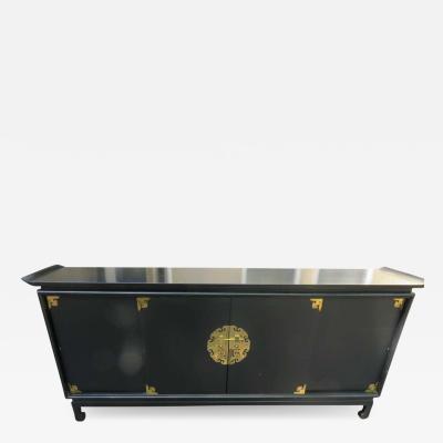 James Mont Fantastic Black Lacquered Chinoiserie Stereo Cabinet Credenza Mid Century Modern