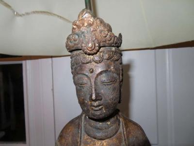 James Mont Fantastic Pair of James Mont Style Asian Figural Buddha Lamps Mid Century Modern