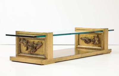 James Mont Glamorous Rare JAMES MONT Carved Gilt Leafed Coffee Table