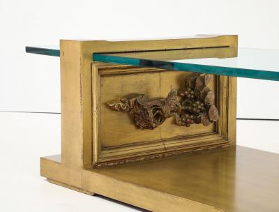 James Mont Glamorous Rare JAMES MONT Carved Gilt Leafed Coffee Table