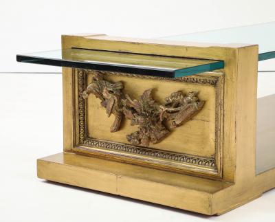 James Mont Glamorous Rare JAMES MONT Carved Gilt Leafed Coffee Table