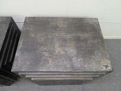 James Mont Handsome Pair of James Mont Style Stacked Pyramid Cerused End Tables