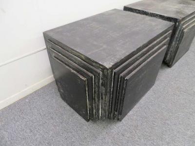 James Mont Handsome Pair of James Mont Style Stacked Pyramid Cerused End Tables