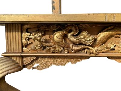 James Mont JAMES MONT GILDED CARVED WOOD CHINOISERIE CONSOLE ILLUMINATED MIRROR