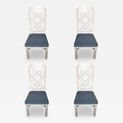 James Mont James Mont Attributed Set of 4 Chairs White Lacquer