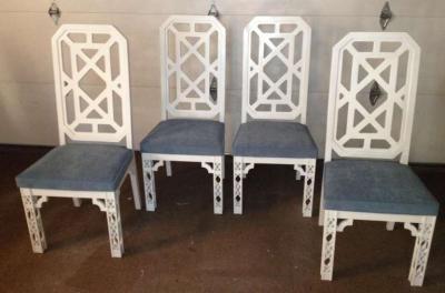 James Mont James Mont Attributed Set of 4 Chairs White Lacquer