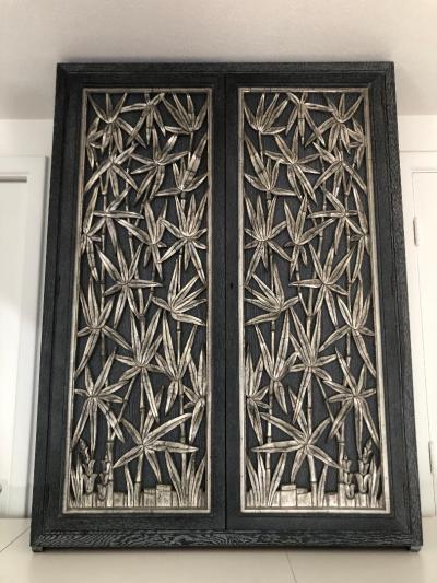 James Mont James Mont Carved Bamboo Wall Cabinet 2 Available 