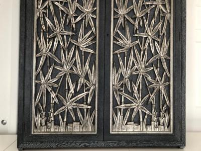 James Mont James Mont Carved Bamboo Wall Cabinet 2 Available 