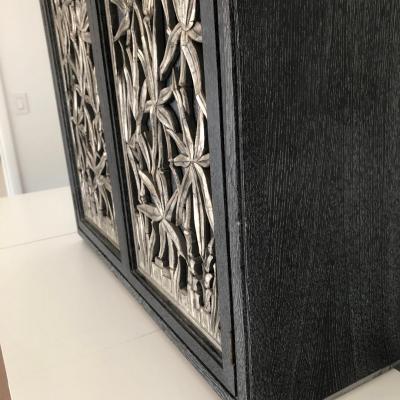 James Mont James Mont Carved Bamboo Wall Cabinet 2 Available 