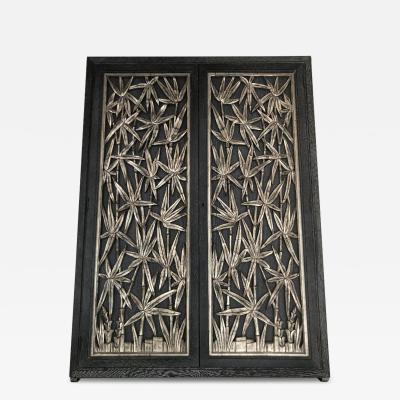 James Mont James Mont Carved Bamboo Wall Cabinet 2 Available 