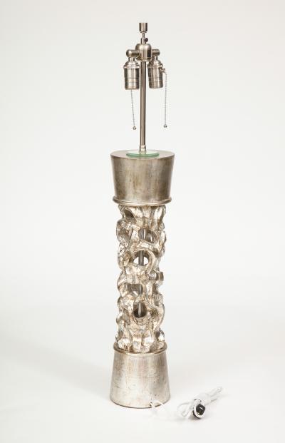 James Mont James Mont Carved Silvered Lamp