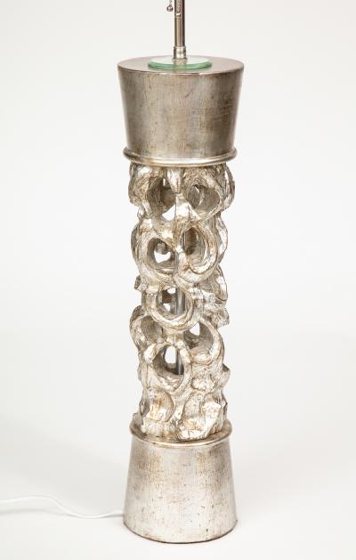 James Mont James Mont Carved Silvered Lamp