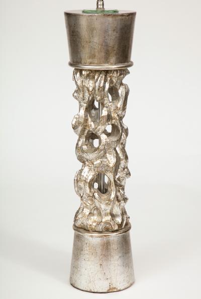 James Mont James Mont Carved Silvered Lamp