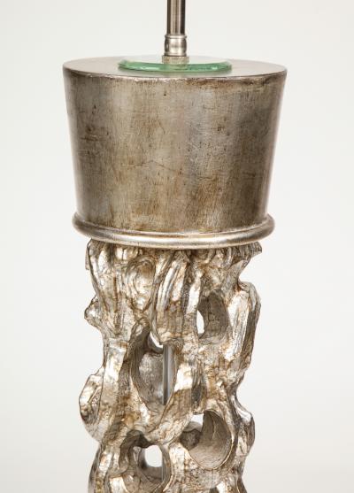 James Mont James Mont Carved Silvered Lamp