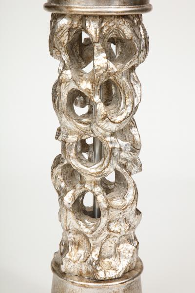 James Mont James Mont Carved Silvered Lamp