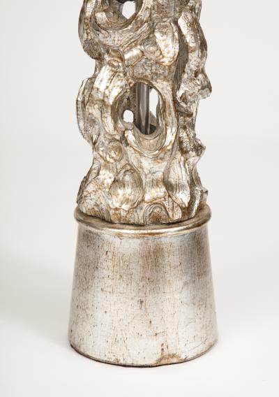 James Mont James Mont Carved Silvered Lamp