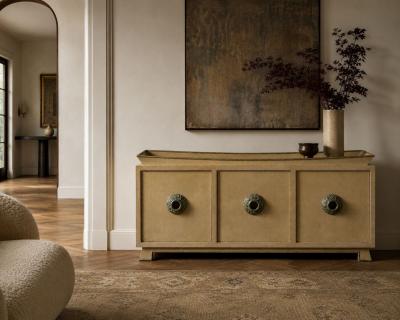 James Mont James Mont Credenza Yellow Painted Wood USA 1950s