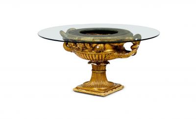 James Mont James Mont High Style Gilt Finished Plaster and Glass Planter Urn Coffee Table