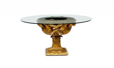 James Mont James Mont High Style Gilt Finished Plaster and Glass Planter Urn Coffee Table