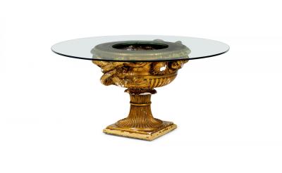 James Mont James Mont High Style Gilt Finished Plaster and Glass Planter Urn Coffee Table