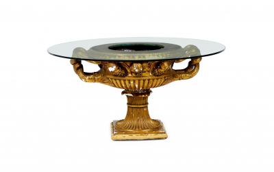 James Mont James Mont High Style Gilt Finished Plaster and Glass Planter Urn Coffee Table
