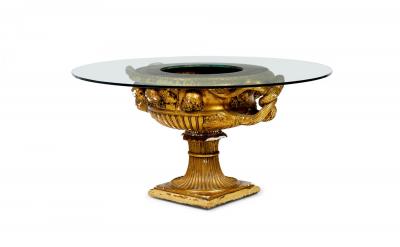 James Mont James Mont High Style Gilt Finished Plaster and Glass Planter Urn Coffee Table