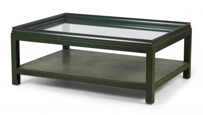 James Mont James Mont High Style Green Lacquer and Glass Rectangular Coffee Table
