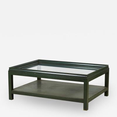 James Mont James Mont High Style Green Lacquer and Glass Rectangular Coffee Table