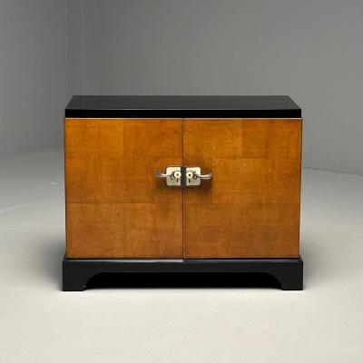 James Mont James Mont Style Art Deco Cabinet Black Lacquer Parquetry France 1930s