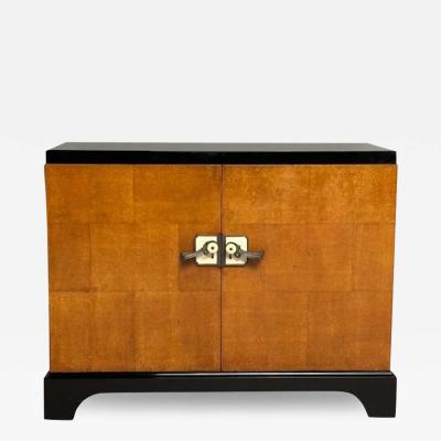 James Mont James Mont Style Art Deco Cabinet Black Lacquer Parquetry France 1930s