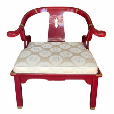 James Mont James Mont Style Red Lacquer Chinese Horseshoe Chair