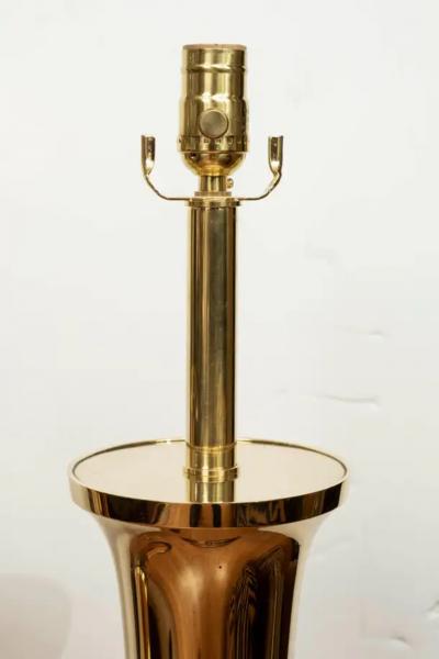 James Mont Large Pair of Brass Lamps by James Mont