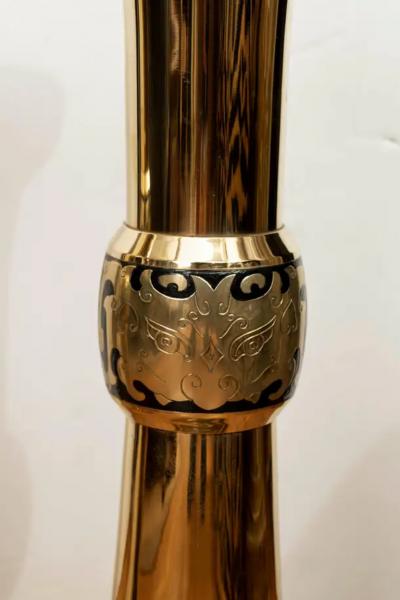 James Mont Large Pair of Brass Lamps by James Mont