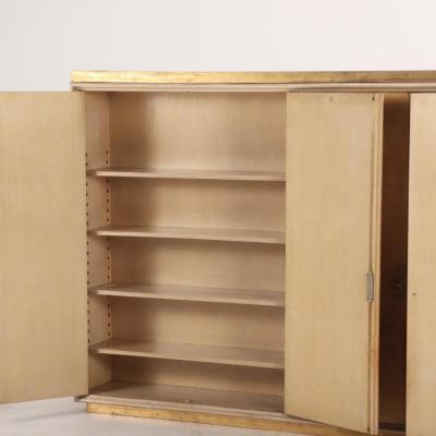 James Mont Large two piece wood parchment cabinet C 1950 in the manner of James Mont 