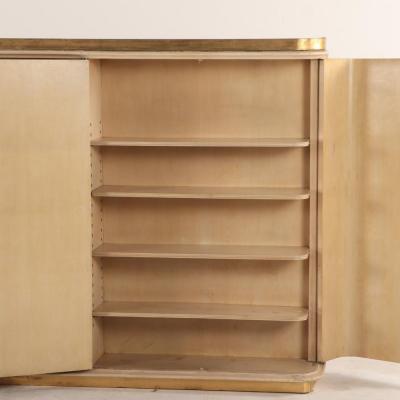 James Mont Large two piece wood parchment cabinet C 1950 in the manner of James Mont 