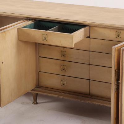 James Mont Large two piece wood parchment cabinet C 1950 in the manner of James Mont 