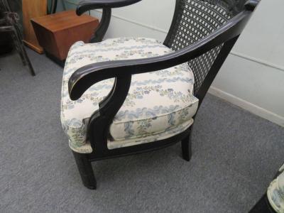 James Mont Lovely Pair of Caned Chinoiserie Asian Style Armchairs Hollywood Regency