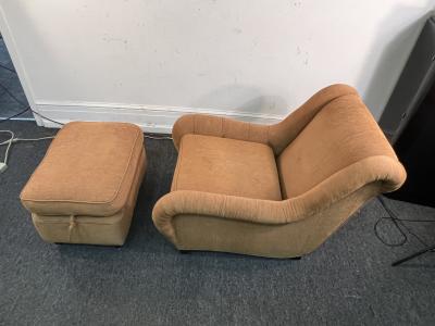 James Mont MID CENTURY AERODYNAMIC ARMCHAIR AND OTTOMAN BY JAMES MONT