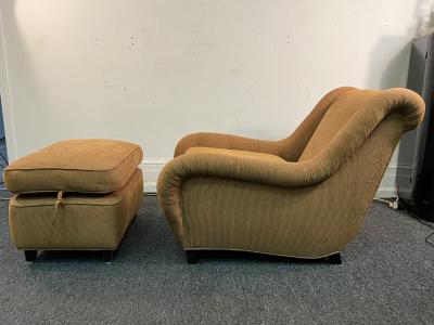 James Mont MID CENTURY AERODYNAMIC ARMCHAIR AND OTTOMAN BY JAMES MONT