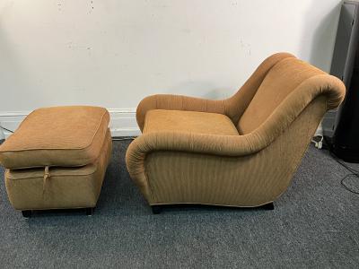 James Mont MID CENTURY AERODYNAMIC ARMCHAIR AND OTTOMAN BY JAMES MONT